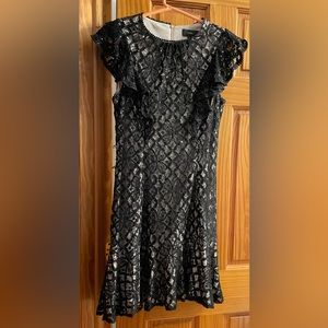 MAIA black and nude knee high dress